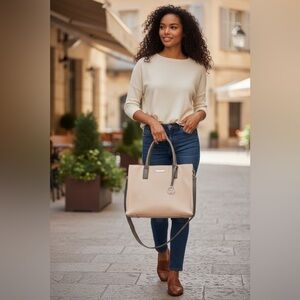 Nine West Cream and Gray Shoulder Bags with Elegant Design